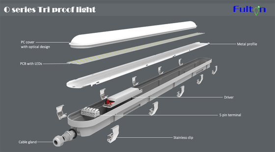 IP66 60W 130LM/W Tri Proof Light LED Waterproof Fixture Double CCT 3000K /4000K/5000K